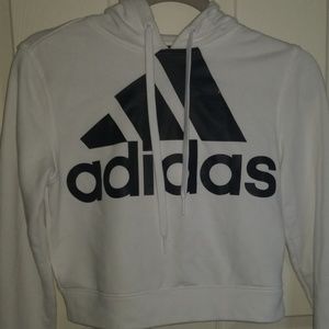 Adidas cropped white hoodie